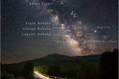 US 101 from Shively Road with Annotated night sky.
