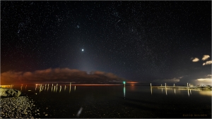 Nighttime view of Humboldt Bay from Fields Landing